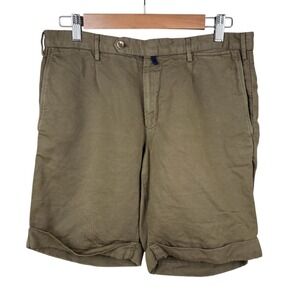 Incotex Chinolino Cotton Linen Blend Shorts Green Preppy Size 48 (US 32) Summer